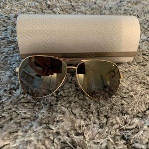 Jimmy Choo Aviator Sunglasses, Gold, Women's